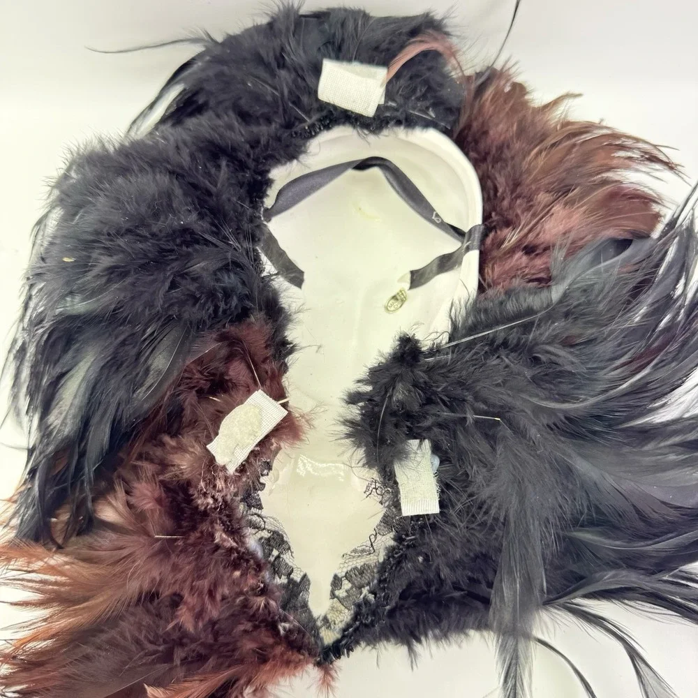 Vintage African American Porcelain Wall Mask Feather Headdress Black Queen